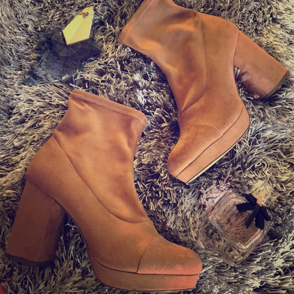 Tan suede sock booties Clearance